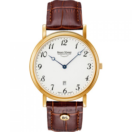 Bruno Sohnle doublé herenhorloge model Sonate met bruin leren band - 603593